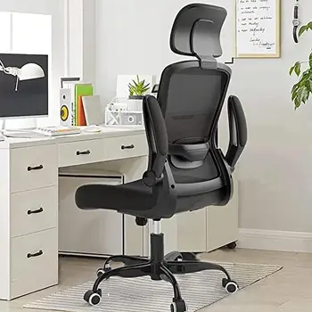 Офисный стул, домашний офисный рабочий стул с регулируемым подголовником и поясничной поддержкой. Сетчатый компьютерный стул с высокой спинкой и утолщенной