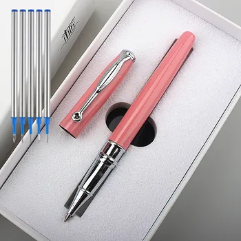 Высококачественная цельнометаллическая шариковая ручка с роликом, офисная деловая мужская ручка для подписи, подарочная шариковая ручка с роликом