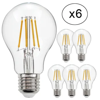 TIANFAN 6 шт. светодиодных Ламп Edison Bulb A60 4 Вт 6 Вт 8 Вт 220/240 В E27 Светодиодная лампа Накаливания 2700 К Теплый Белый