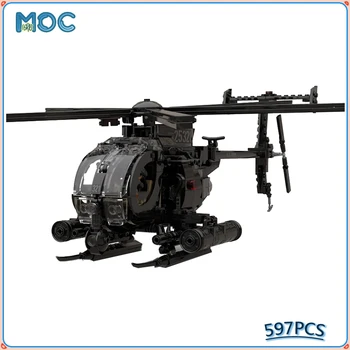 Военная серия MH-6 Little Bird Helicopter MOC Строительный Блок DIY Собранные Развивающие Креативные Кирпичи Игрушки Комплект Детский Подарок