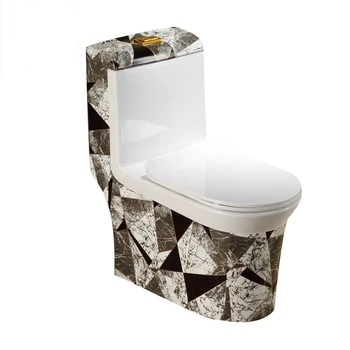 Цветной унитаз в скандинавском стиле, винтажный унитаз, домашний туалетный сифон с геометрическим рисунком, водосберегающий, защищенный от запаха унитаз, Биологический унитаз
