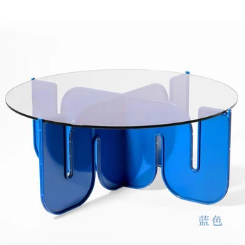 Чайный столик в скандинавском минималистичном дизайне, диван для гостиной, круглый прозрачный акриловый журнальный столик
