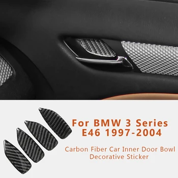 Для BMW 3 серии E46 1997-2004, Внутренняя дверная чаша из углеродного волокна, Декоративные защитные наклейки, Модификация отделки, Аксессуары для Авто