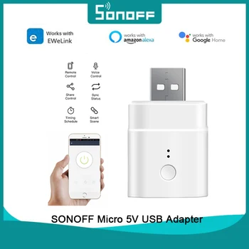 SONOFF Micro 5V USB адаптер Беспроводной WiFi Мини смарт адаптер Адаптер питания Переключатель eWeLink APP Control С Alexa Google Home