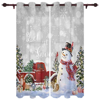 Рождественский Снеговик, снежинка, Занавески на окна грузовика для гостиной, спальни, Роскошные Современные кухонные шторы, Тканевые шторы