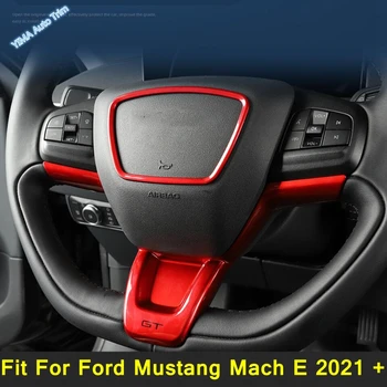 Детали интерьера в стиле углеродного волокна для Ford Mustang Mach E 2021 2022 Защитная рамка рулевого колеса Автомобиля Накладка Аксессуары для отделки