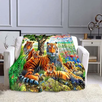 3D Тигры, Флисовое Фланелевое одеяло, Пушистое Мягкое Теплое одеяло для кровати, дивана, Пушистый Плед, Все сезоны, Домашнее Плюшевое покрывало для путешествий, Шаль