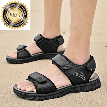Черные мужские сандалии Сандалии уличные модные летние сандалии 2023 новинки Мужская обувь для водных прогулок Мягкий пляж