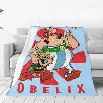 Одеяло с рисунком Астерикса Обеликса, Коралловый флис, Плюшевый всесезонный дышащий мягкий плед для дивана, дорожное плюшевое тонкое одеяло