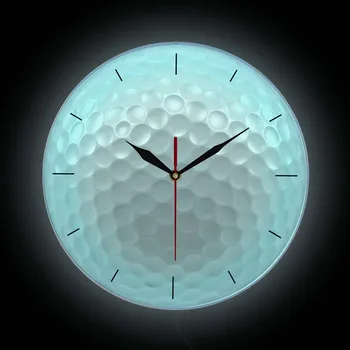 Настенные часы с 3D принтом мяча для гольфа и светодиодной подсветкой Современного Дизайна, настенные часы с подсветкой для гольф-клуба, часы с неоновой световой вывеской для гольфа