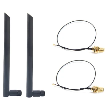 Двухдиапазонная беспроводная WiFi антенна 6dBi RP-SMA + кабель-косичка MHF4 для беспроводной карты AX200 AC9260 NGFF M.2, модулей WIFI/WLAN