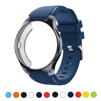 Силиконовый чехол + ремешок для Samsung Galaxy watch 46 мм, ремешок 42 мм, спортивный ремешок для часов Gear S3 Frontier Band + защитный чехол для часов 42/46 мм